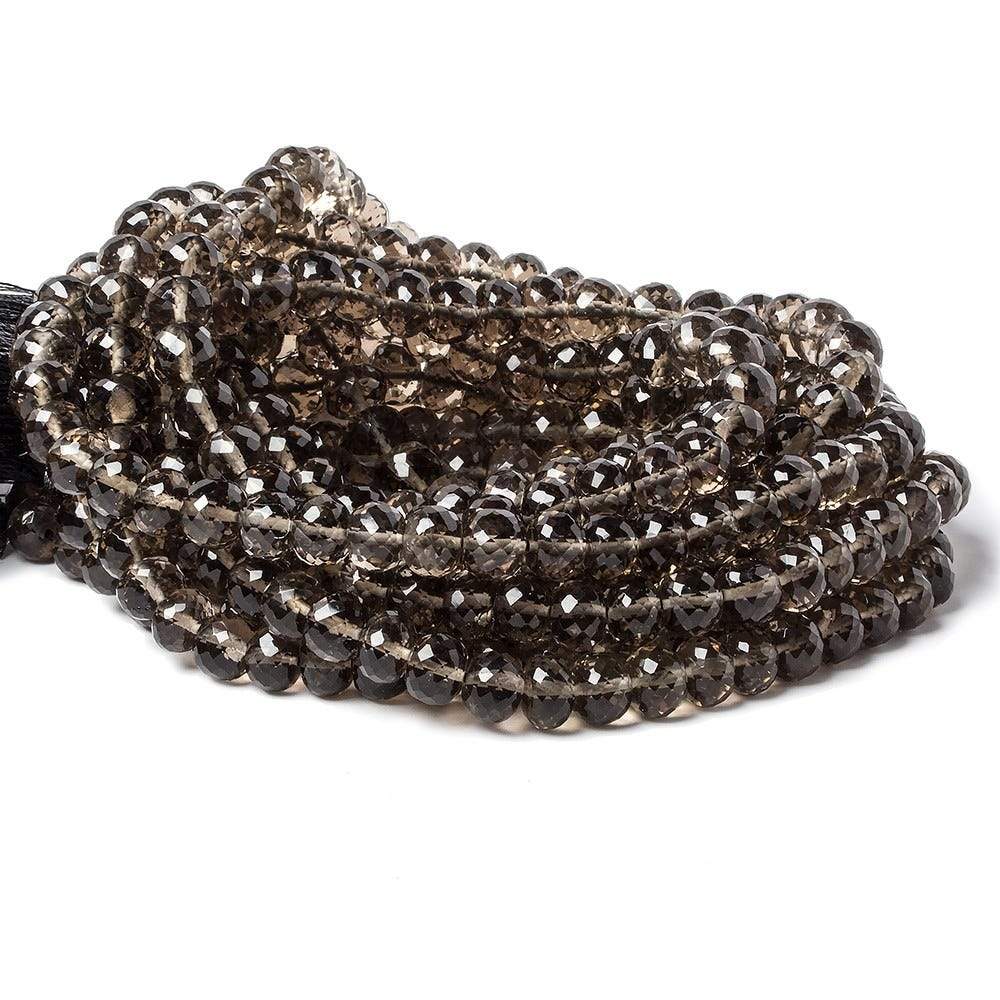7mm Smoky Quartz Micro-faceted rondelle beads 16 inch 82 pieces