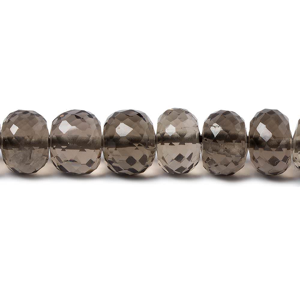 7mm Smoky Quartz Micro-faceted rondelle beads 16 inch 82 pieces