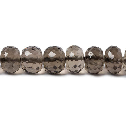 7mm Smoky Quartz Micro-faceted rondelle beads 16 inch 82 pieces