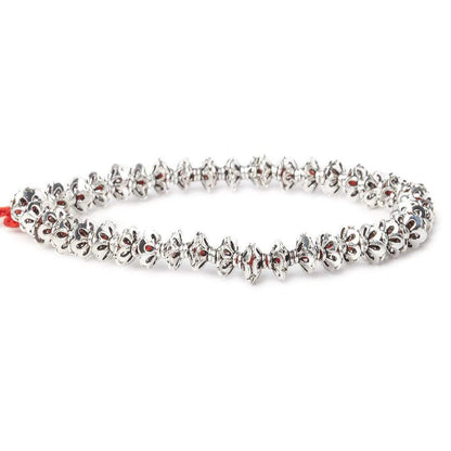 4x7mm Sterling Silver Plated Copper Bead Cap Flower Cut Petals 8 inch 64 pieces