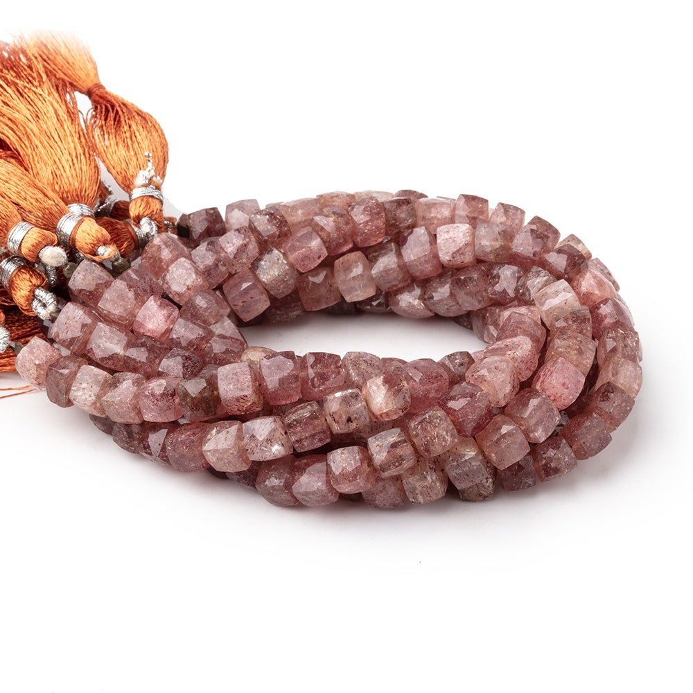 7mm Strawberry Quartz Faceted Cube Beads 8 inch 30 pieces