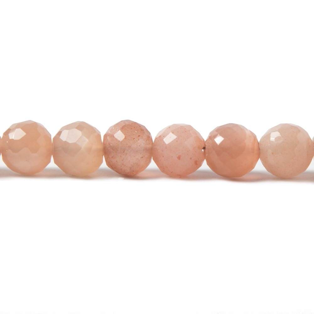7mm Sunstone & Angel Skin Moonstone faceted rounds 8 inch 32 Beads