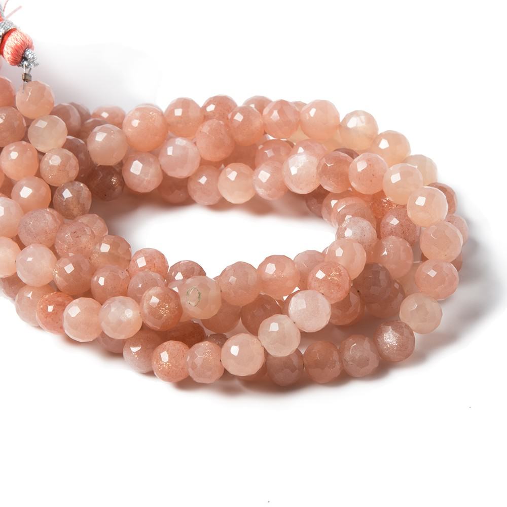 7mm Sunstone & Angel Skin Moonstone faceted rounds 8 inch 32 Beads