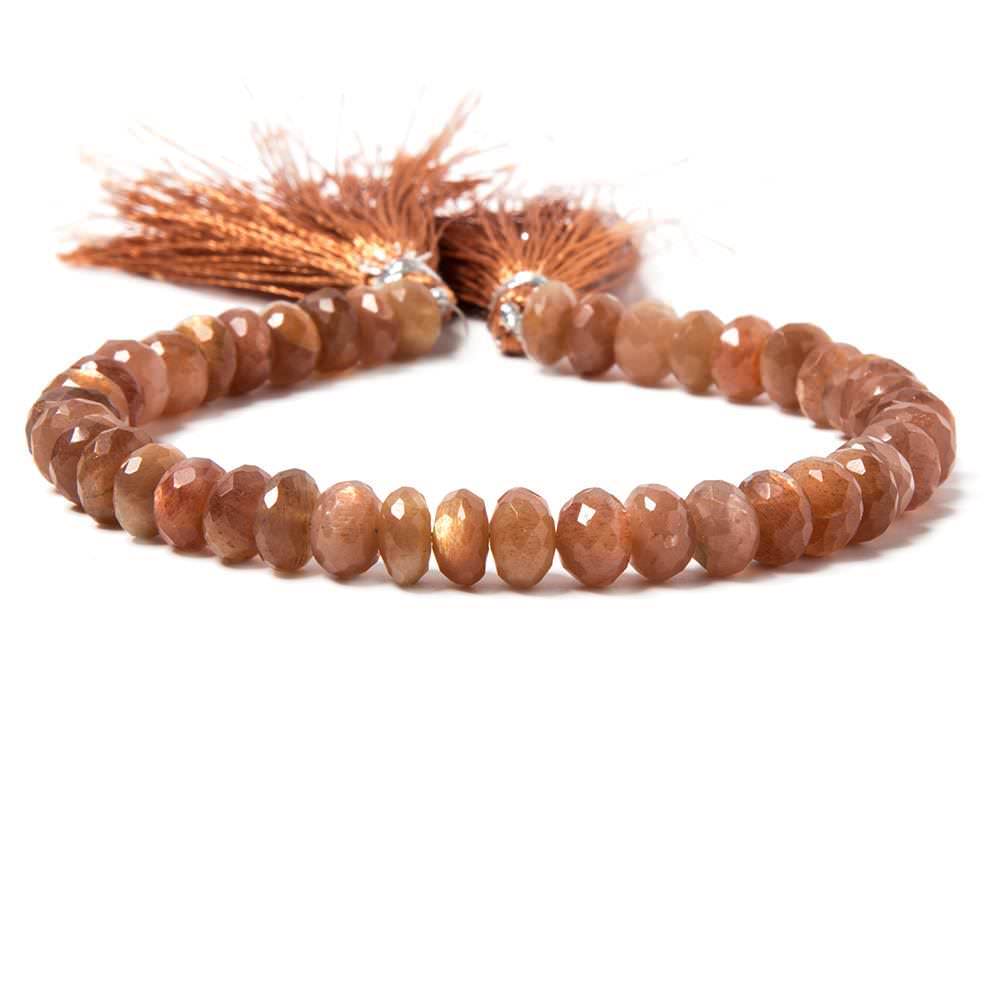 7mm Sunstone faceted rondelles 8 inches 42 Beads