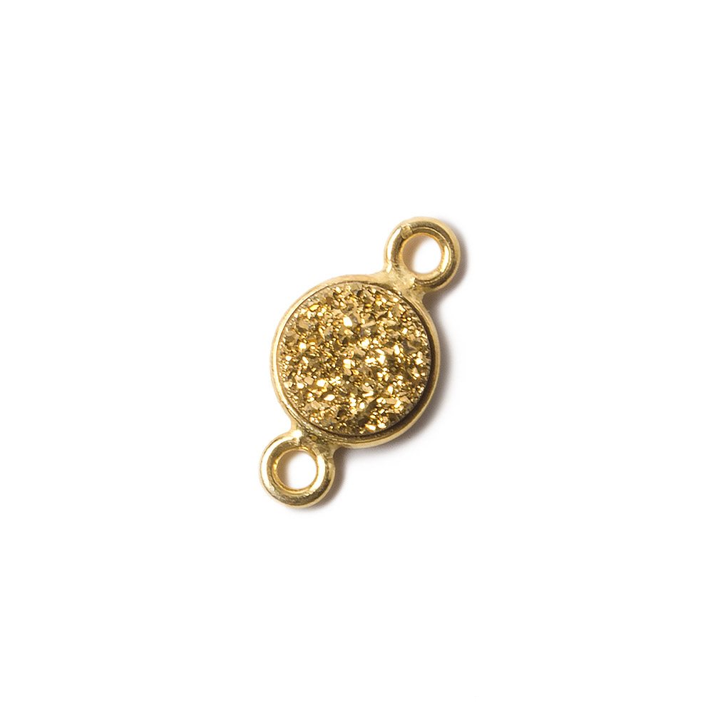 7mm Vermeil Bezel Metallic Gold Drusy Coin Connector 1 piece