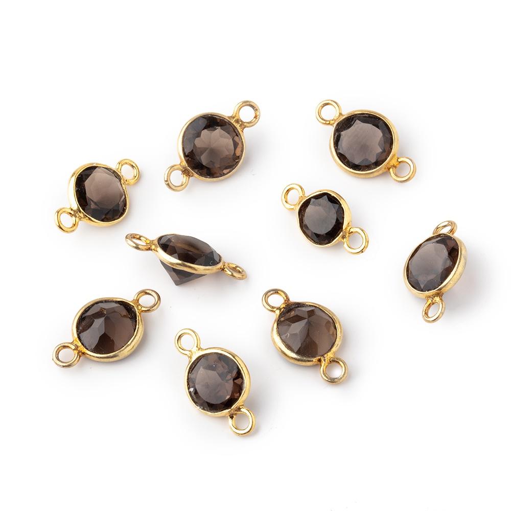 7mm Vermeil Bezel Smoky Quartz Faceted Coin Connector 1 focal bead