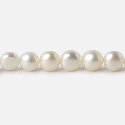 7mm White Button Side Drilled Freshwater Pearls 16 inch 56 pieces