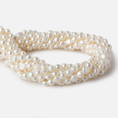 7mm White Button Side Drilled Freshwater Pearls 16 inch 56 pieces