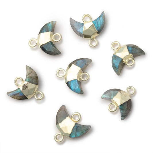 7x11mm Gold Leafed Labradorite Faceted Crescent Moon 1 Focal Connector