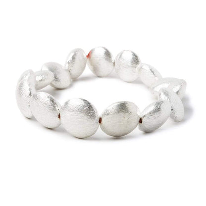 7x14mm Sterling Silver plated Copper Brushed Puffy Coin 8 inch 15 pcs