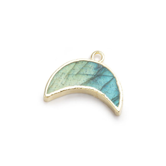 7x16mm Gold Leafed Labradorite Crescent Moon Focal Pendant 1 piece