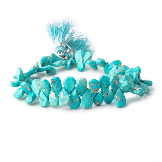 7x3-11x6mm Sleeping Beauty Turquoise Faceted Pear Beads 8 inch 70 pieces
