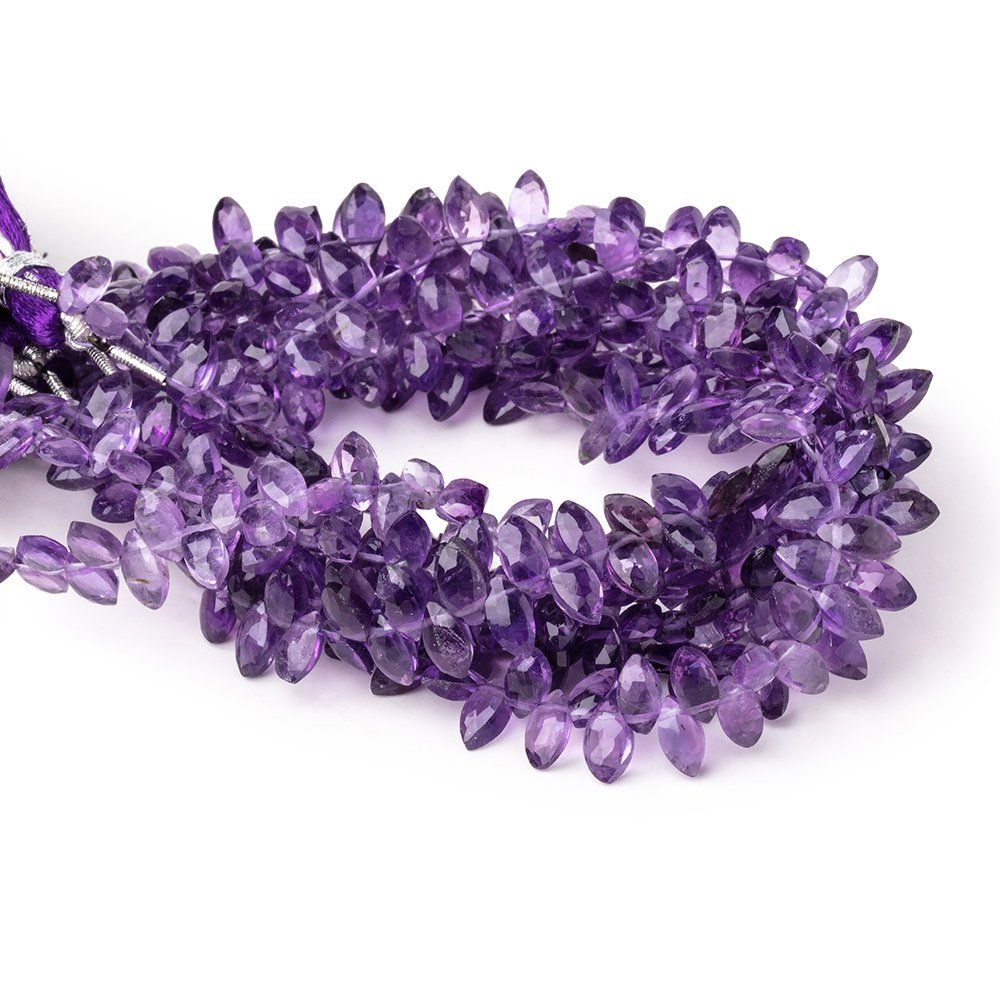 7x3.5mm Amethyst Faceted Marquise Beads 7.5 inch 68 pieces
