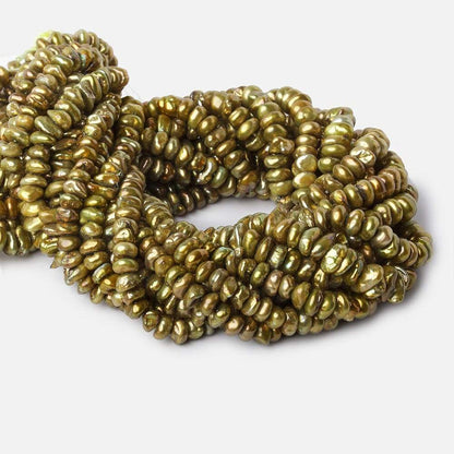 7x3mm Copperish Green Center Drill Keshi 16 inch 108 Freshwater Pearls