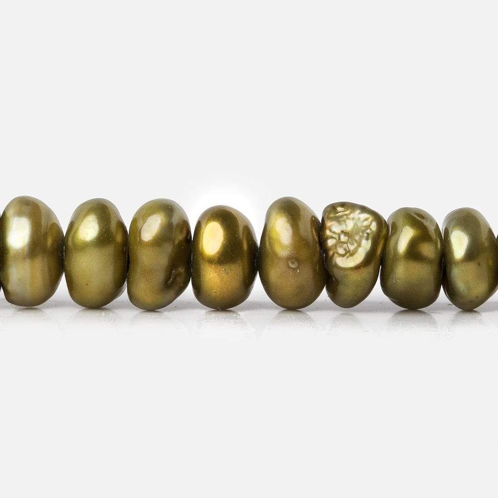 7x3mm Copperish Green Center Drill Keshi 16 inch 108 Freshwater Pearls