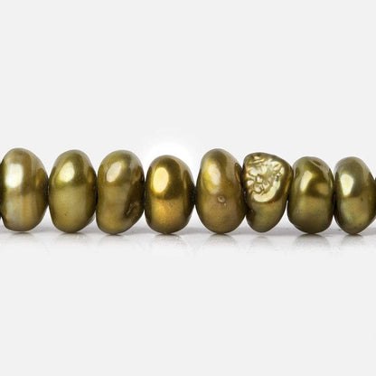 7x3mm Copperish Green Center Drill Keshi 16 inch 108 Freshwater Pearls