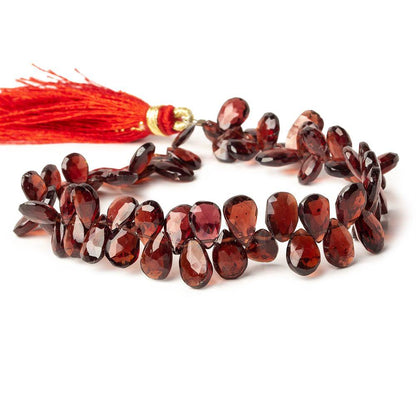 7x4-10x5mm Garnet Faceted Pear Beads 8 inch 63 pieces