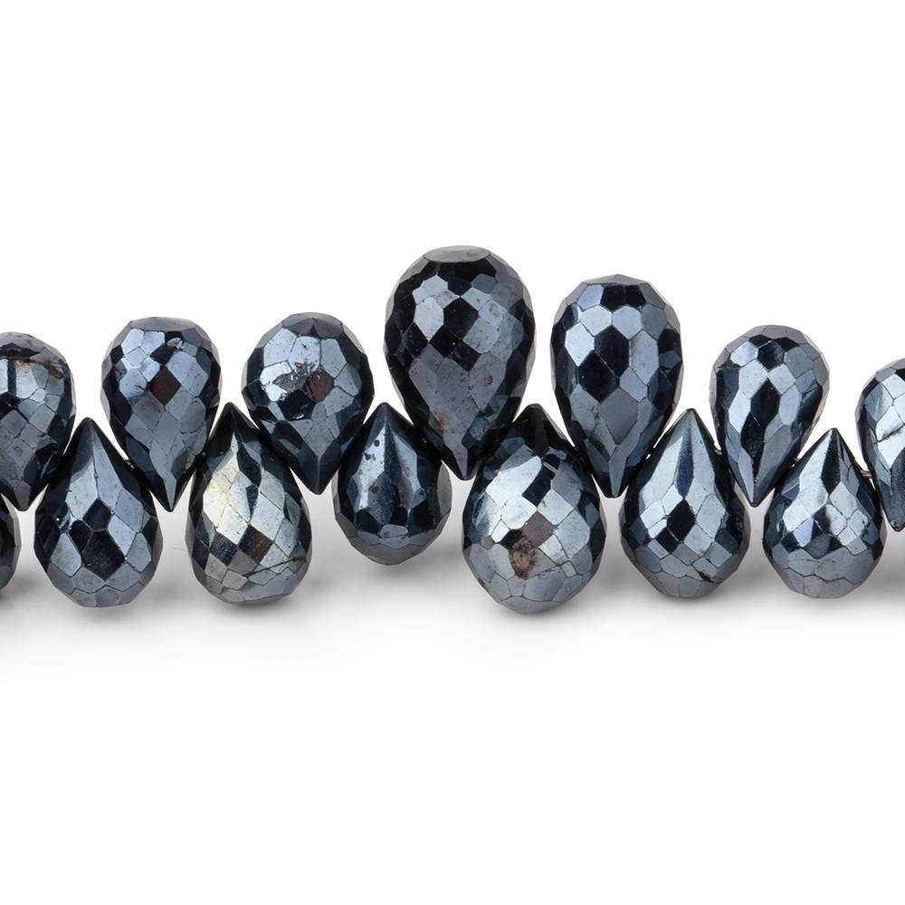 7x4-10x7mm Mystic Black Spinel Faceted Tear Drop Beads 8 inch 64 pieces AA