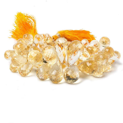 5x9-11x18mm Citrine Faceted Tear Drop Briolette Beads 8.5 inch 65 pieces
