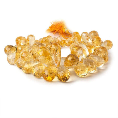 7x4-23x9mm Citrine Faceted Tear Drop Beads 8 inch 66 pieces AA Grade