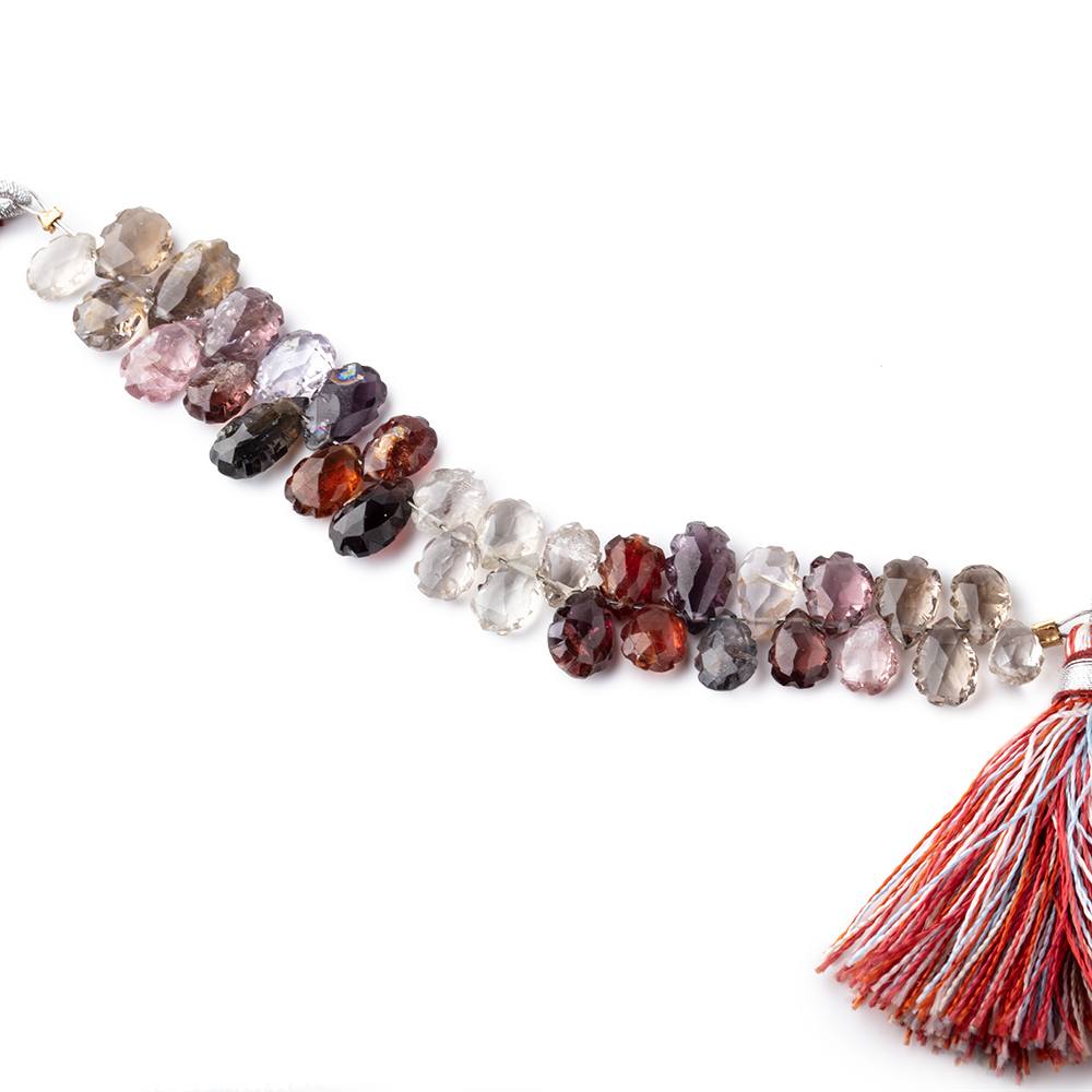 7x4-8x6mm MultiColor Spinel Carved Pear Beads 3.5 inch 31 pieces