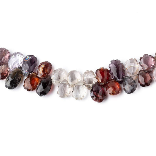 7x4-8x6mm MultiColor Spinel Carved Pear Beads 3.5 inch 31 pieces