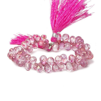 7x5-10x6mm Mystic Pink Topaz Faceted Tear Drop Beads 8 inch 74 pieces