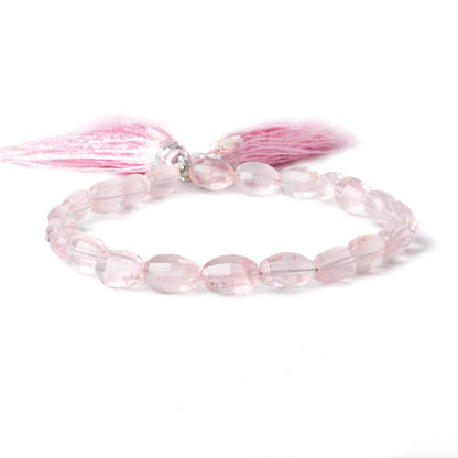 7x5-10x6mm Rose Quartz checkerboard faceted ovals 8 inch 20 beads A