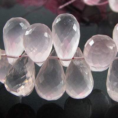 7x5-10x6mm Rose Quartz Tear Drop Briolette Beads 8 inch 76 pieces