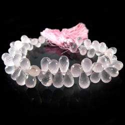 7x5-10x6mm Rose Quartz Tear Drop Briolette Beads 8 inch 76 pieces