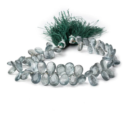 7x5-10x7mm Moss Aquamarine Faceted Pear Beads 8 inch 68 pieces AA