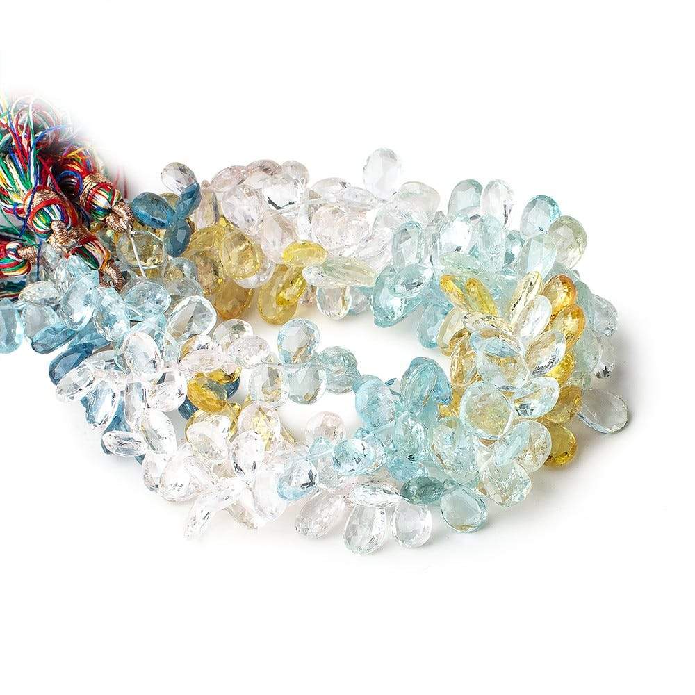 7x5-10x7mm Multi Beryl faceted pear beads 7.5 inches 74 pieces AAA