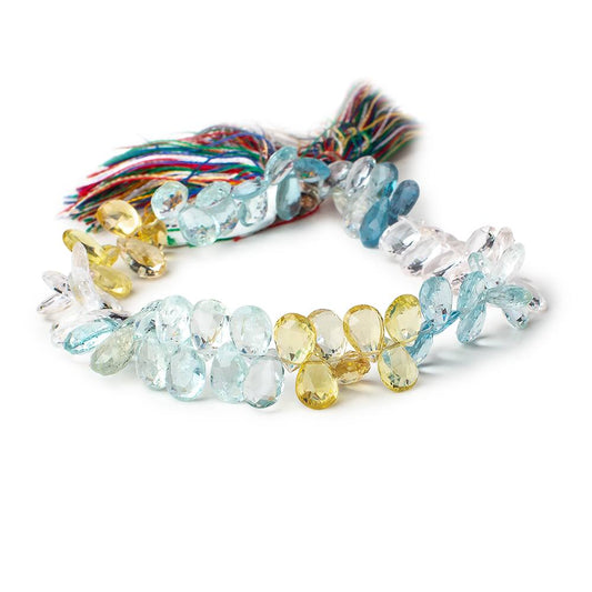 7x5-10x7mm Multi Beryl faceted pear beads 7.5 inches 74 pieces AAA