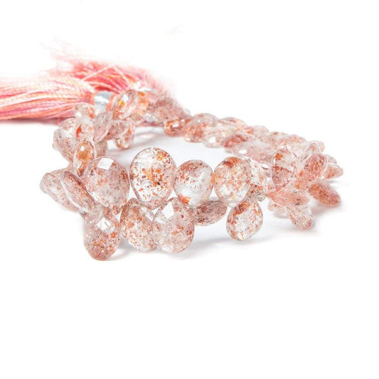 7x5-10x8mm Sunstone faceted pear Beads 8 inch 62 pieces