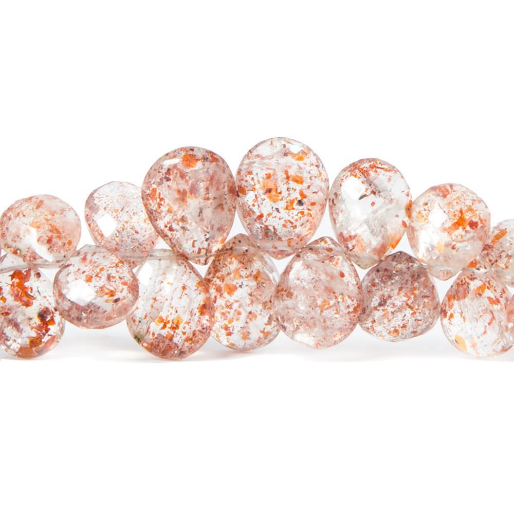 7x5-10x8mm Sunstone faceted pear Beads 8 inch 62 pieces