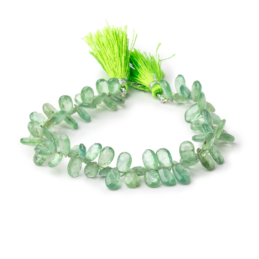 7x5-11x5mm Green Kyanite Faceted Pear Beads 7.5 inch 74 pieces