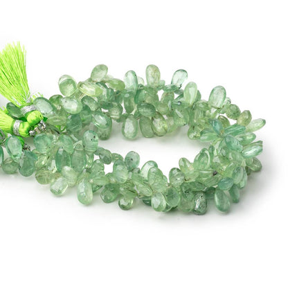 7x5-11x5mm Green Kyanite Faceted Pear Beads 7.5 inch 74 pieces