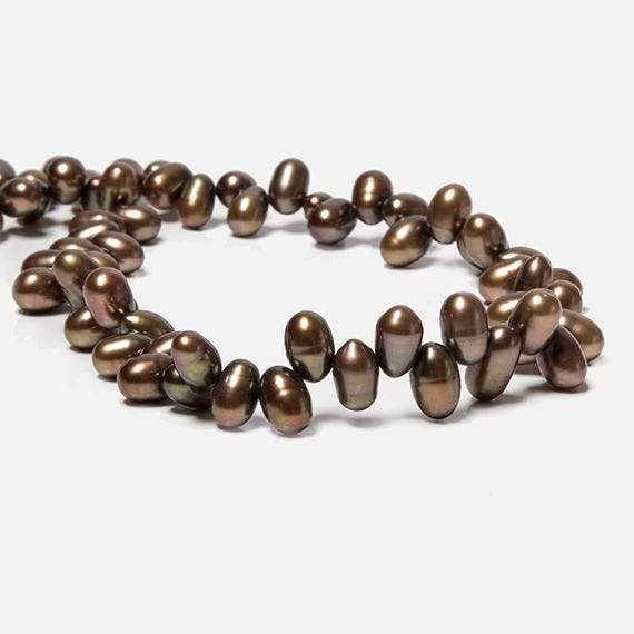 7x5-11x6mm Mocha Brown Top Drilled Oval Freshwater Pearls 15.5 inch 77 pcs