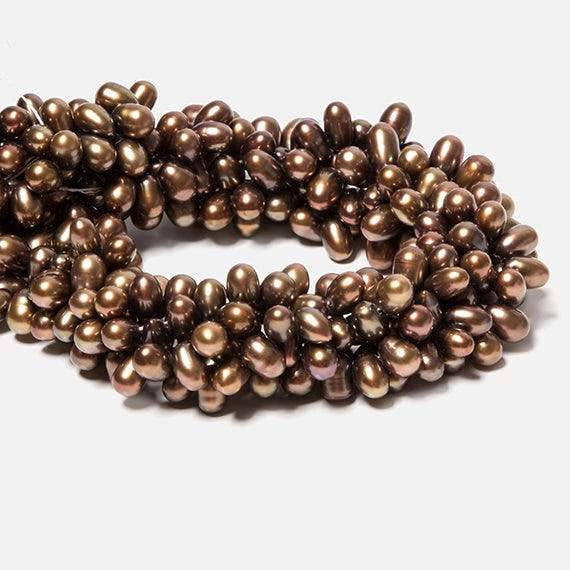 7x5-11x6mm Mocha Brown Top Drilled Oval Freshwater Pearls 15.5 inch 77 pcs