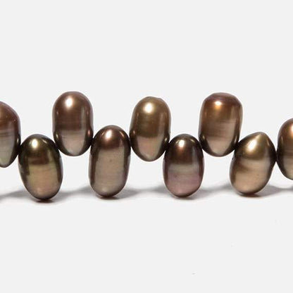7x5-11x6mm Mocha Brown Top Drilled Oval Freshwater Pearls 15.5 inch 77 pcs