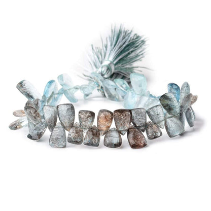 7x5-11x6mm Moss Aquamarine Top Drilled Faceted Points 7 inch 58 Beads