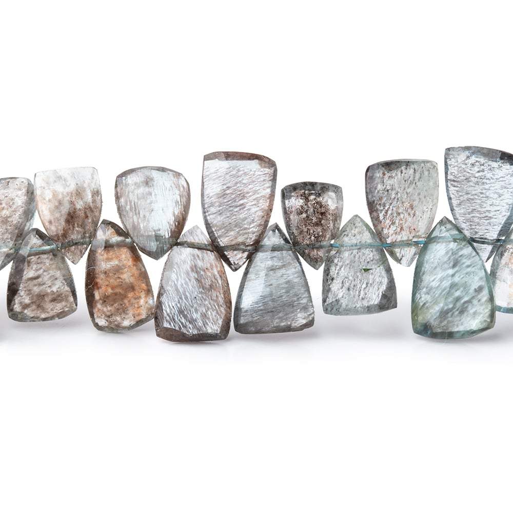 7x5-11x6mm Moss Aquamarine Top Drilled Faceted Points 7 inch 58 Beads