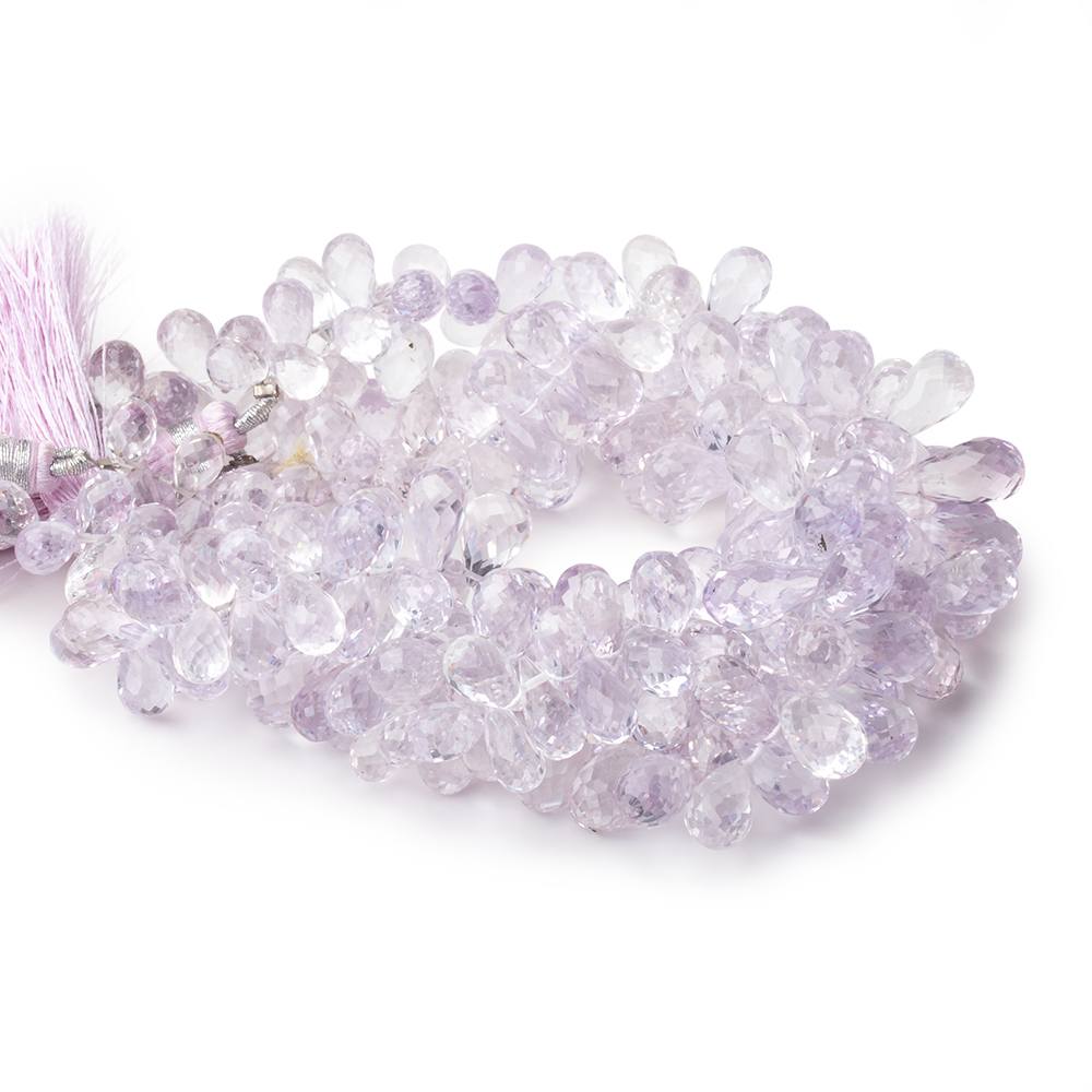 7x5-11x6mm Pink Amethyst Faceted Tear Drops 8 inch 70 Beads AA