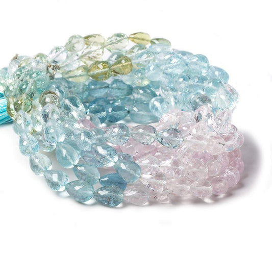 7x5-11x7mm Multi Beryl straight drill faceted tear drops 47 beads 17 in. A Grade