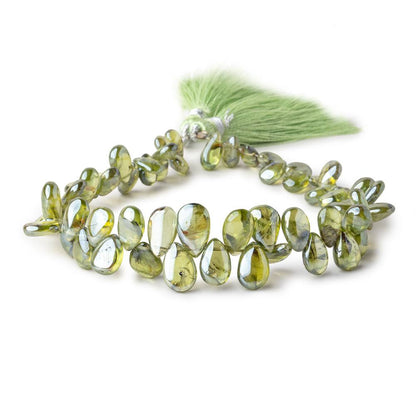 7x5-11x7mm Mystic Prehnite Plain Pear Beads 8 inch 58 pieces