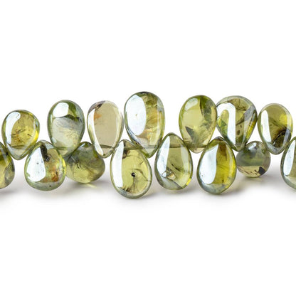 7x5-11x7mm Mystic Prehnite Plain Pear Beads 8 inch 58 pieces