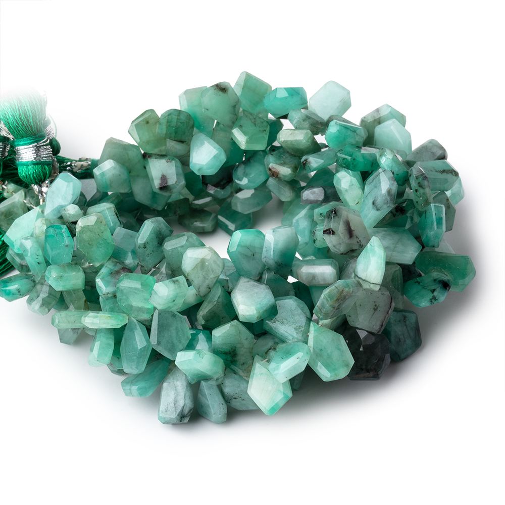 7x5-11x8mm Brazilian Emerald Faceted Freeform Beads 6.5 inch 65 pieces