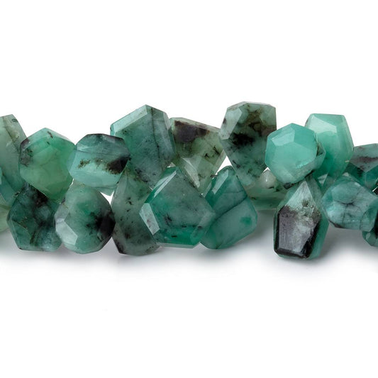 7x5-11x8mm Brazilian Emerald Faceted Freeform Beads 6.5 inch 65 pieces