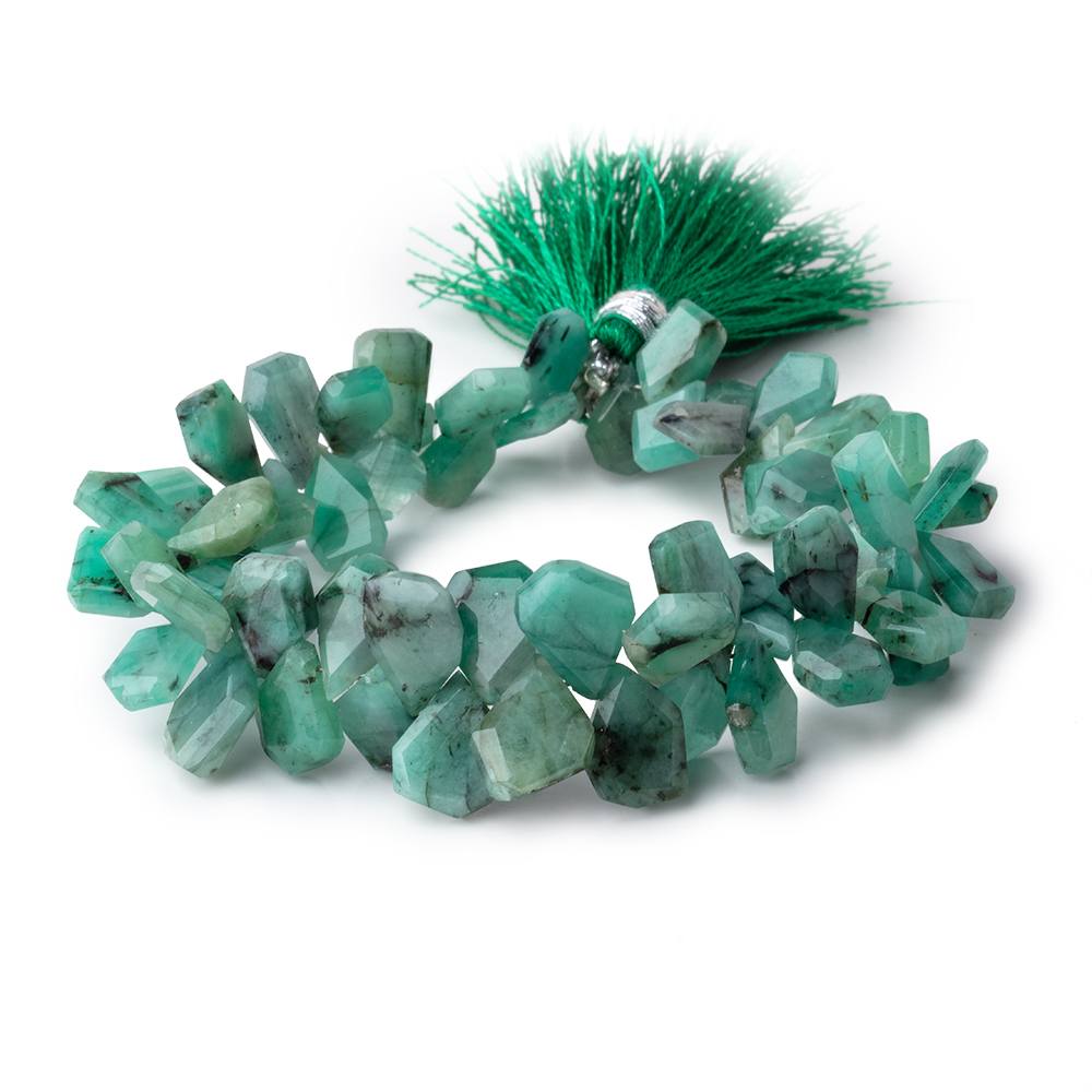 7x5-11x8mm Brazilian Emerald Faceted Freeform Beads 6.5 inch 65 pieces