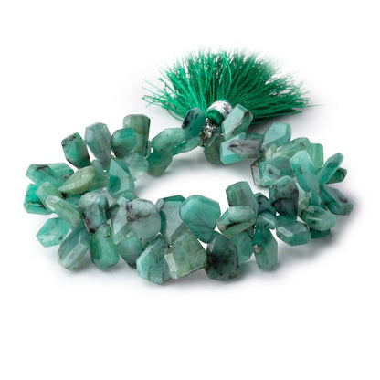 7x5-11x8mm Brazilian Emerald Faceted Freeform Beads 6.5 inch 65 pieces